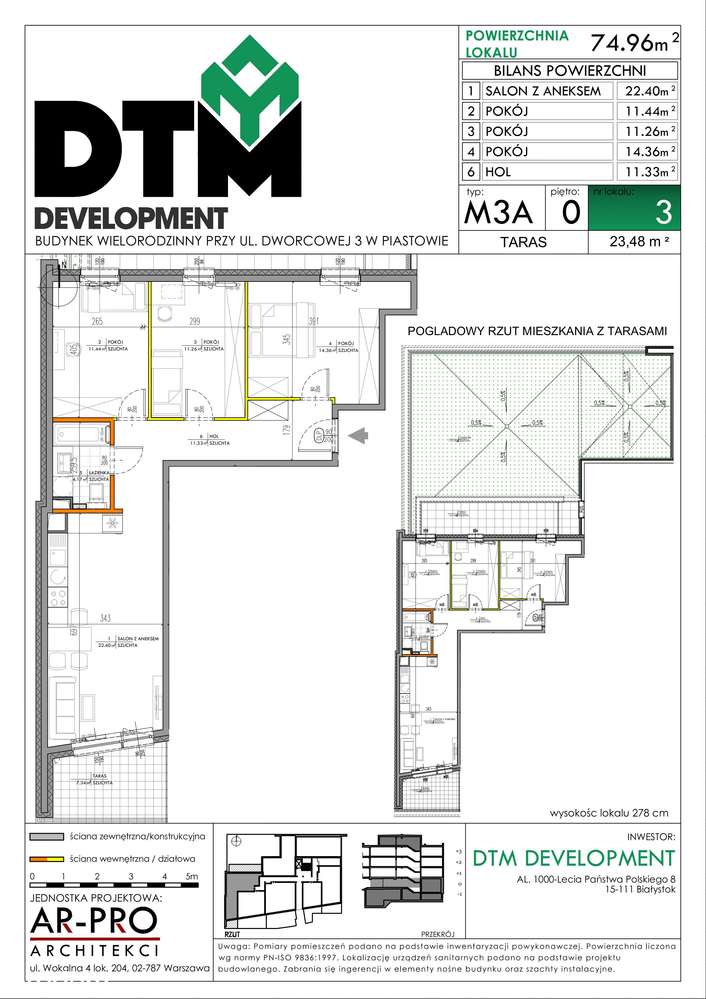 PIASTÓW CENTRAL 4-pokojowe mieszkanie 74,96m2 + taras 23m2+ogród 119m2-9