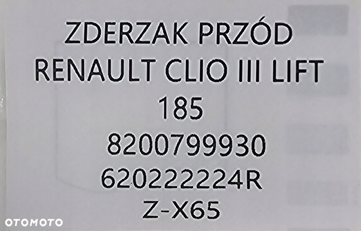 NOWY ORG ZDERZAK PRZÓD + BELKA ZDERZAKA RENAULT CLIO III LIFT 185 2009-2012 - 16