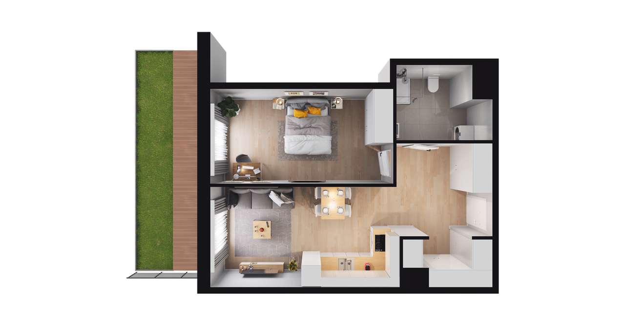 2-pokojowe mieszkanie 51m2 + ogródek Bezpośrednio - Pełny obrazek: 2/8