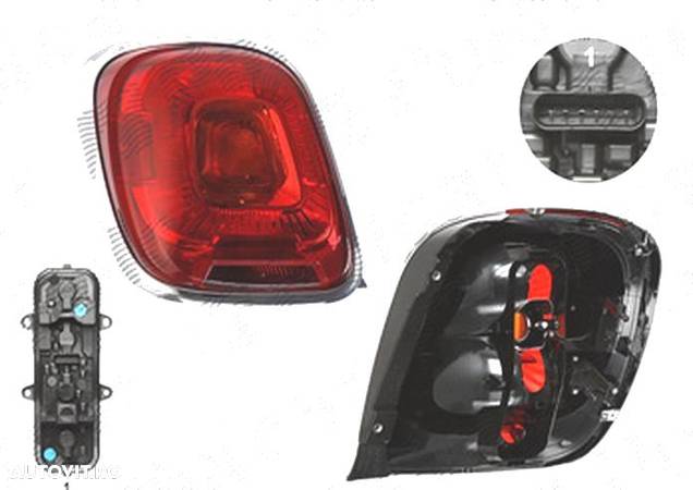 Lampa spate, stop Fiat 500x, 04.2015-, spate, stanga/dreapta, cu lampa ceata; P21W; cu suport becuri; - 1