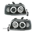 FARÓIS FRONTAIS LED ANGEL EYES PARA RENAULT CLIO 1 91-96. FUNDO PRETO - 1