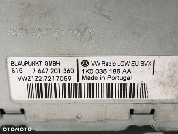 RADIO VW GOLF V (1K1) 2003 - 2010 1.9 TDI 77 kW [105 KM] olej napędowy 2003 - 2008 - 5