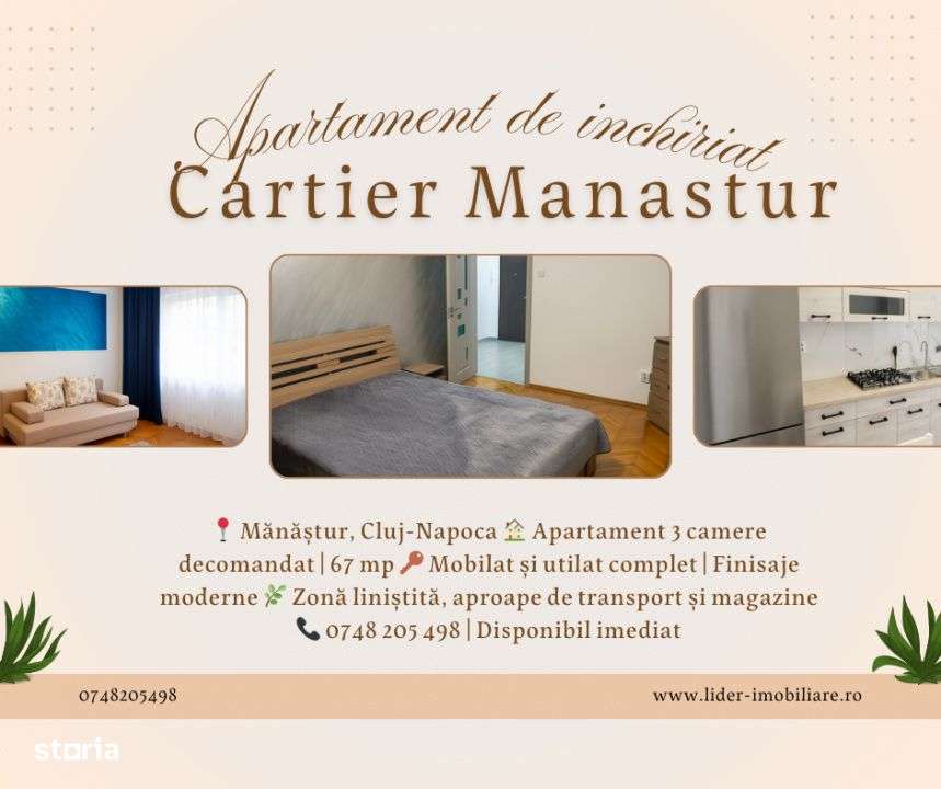 Apartament de inchiriat cu 3 camere zona Scolii Liviu Rebreanu - Imagine principală: 5/7