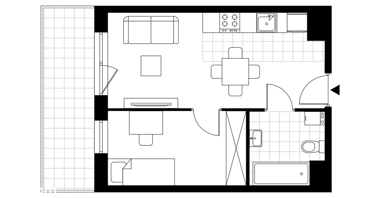 2-pokojowe mieszkanie 33m2 + balkon Bezpośrednio - Pełny obrazek: 3/8