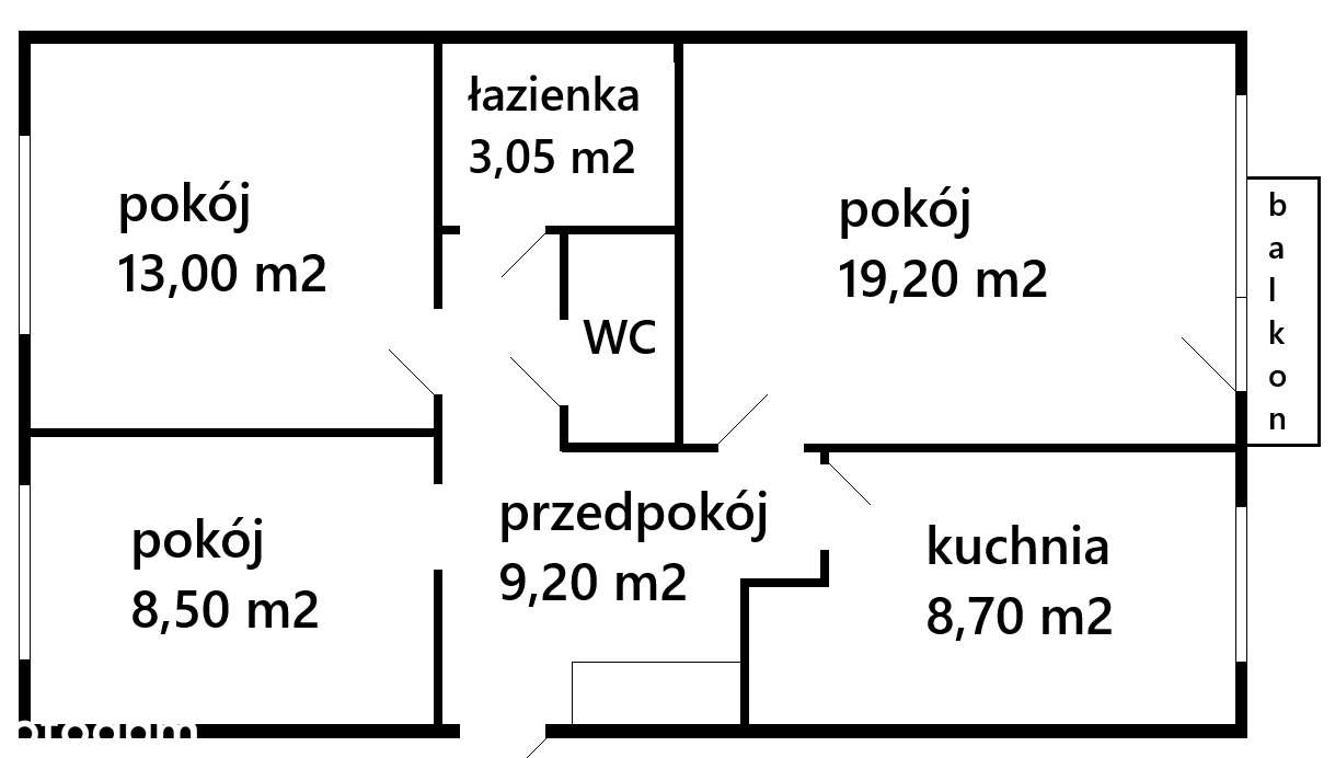 Mieszkanie 63 m2 | 3 pokoje | 3 piętro  | ul. Hrubieszowska-2
