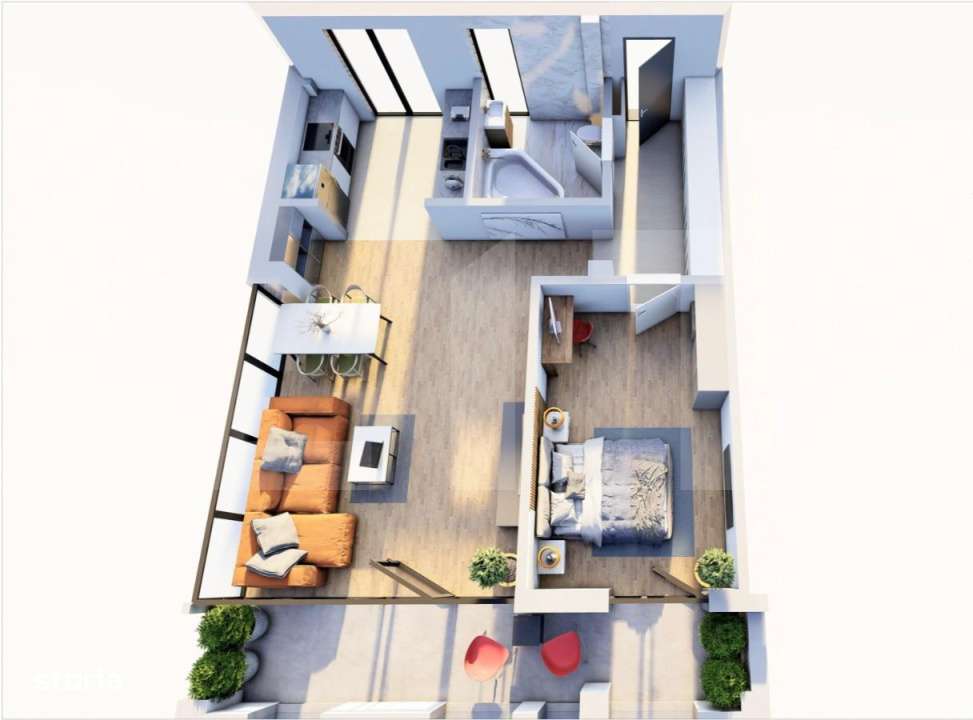 Apartament cu 2 camere, etaj intermediar, terasa, Braytim - Imagine principală: 4/13