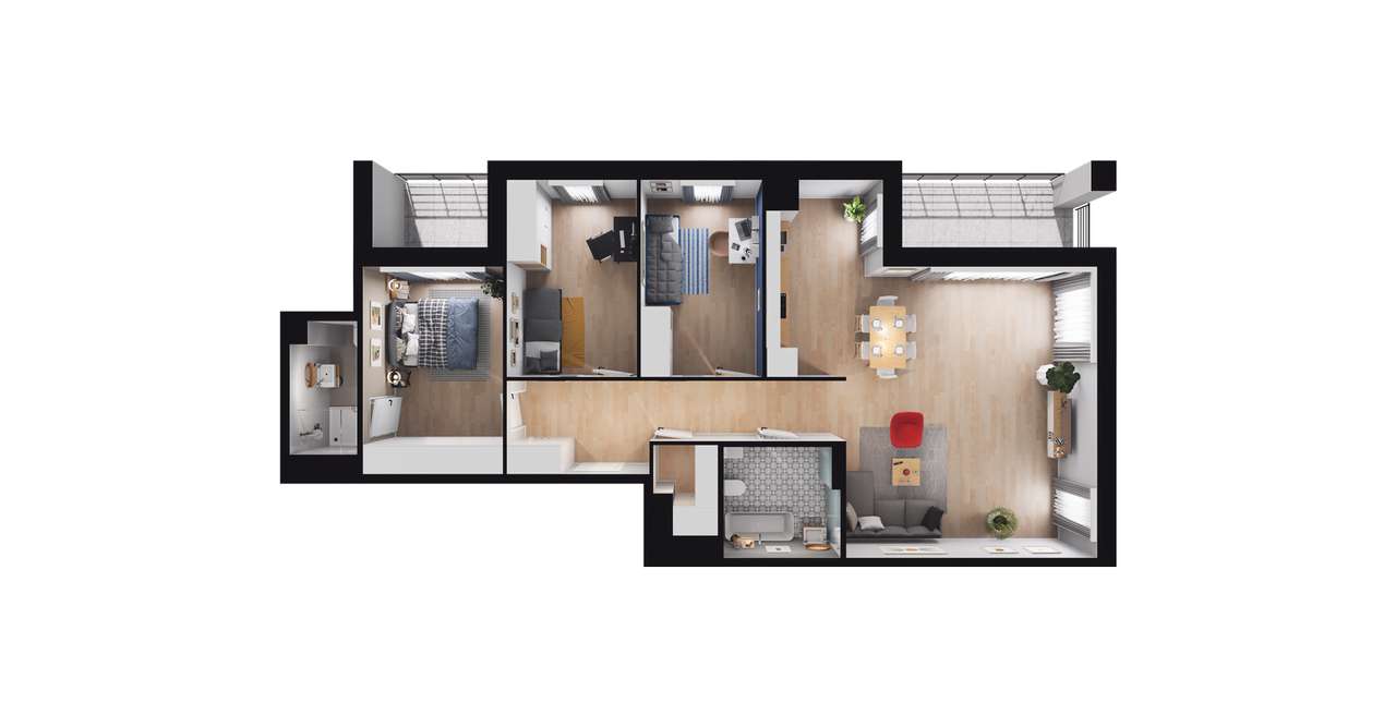 4-pokojowe mieszkanie 94m2 + balkon Bezpośrednio - Pełny obrazek: 2/8