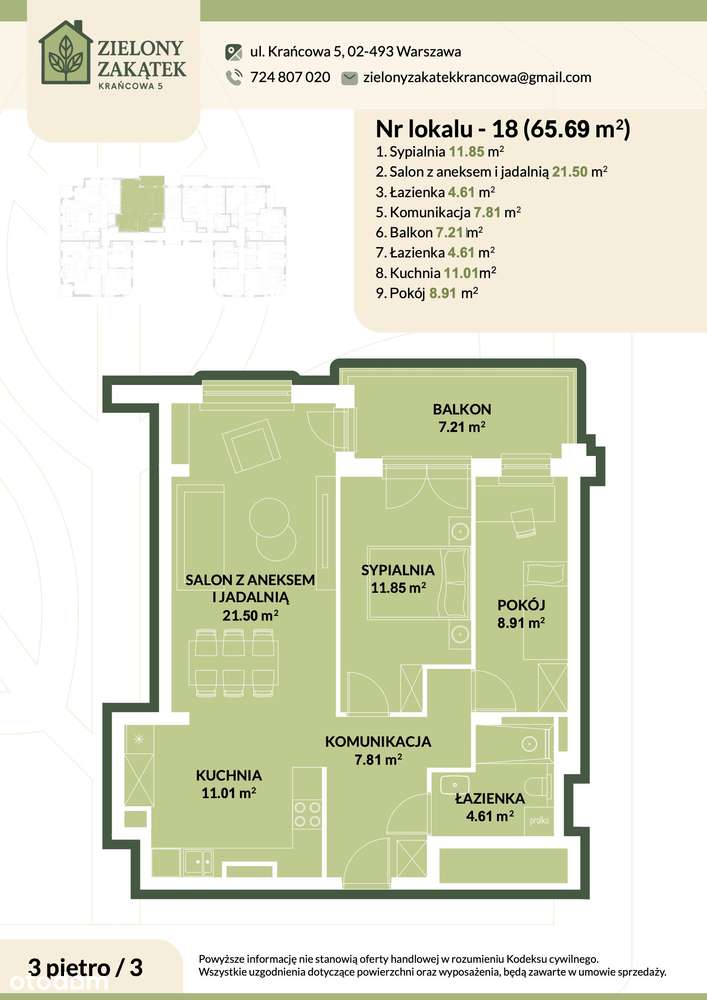 Apartament 65,69m2 Warszawa/Stare Włochy/klimatyzacja w standardzie - Pełny obrazek: 2/8
