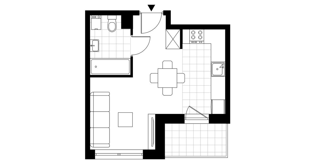 1-pokojowe mieszkanie 25m2 + loggia Bez Prowizji - Pełny obrazek: 3/8