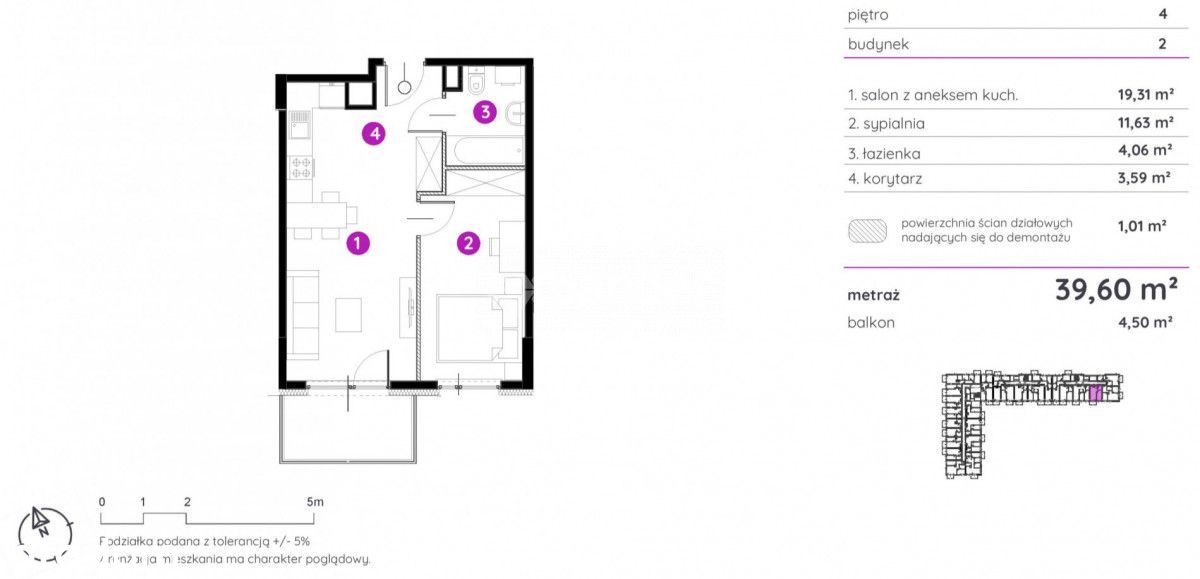 Nowe 2 pokoje | 39,60 m2 | Rataje | balkon 4,50 m2