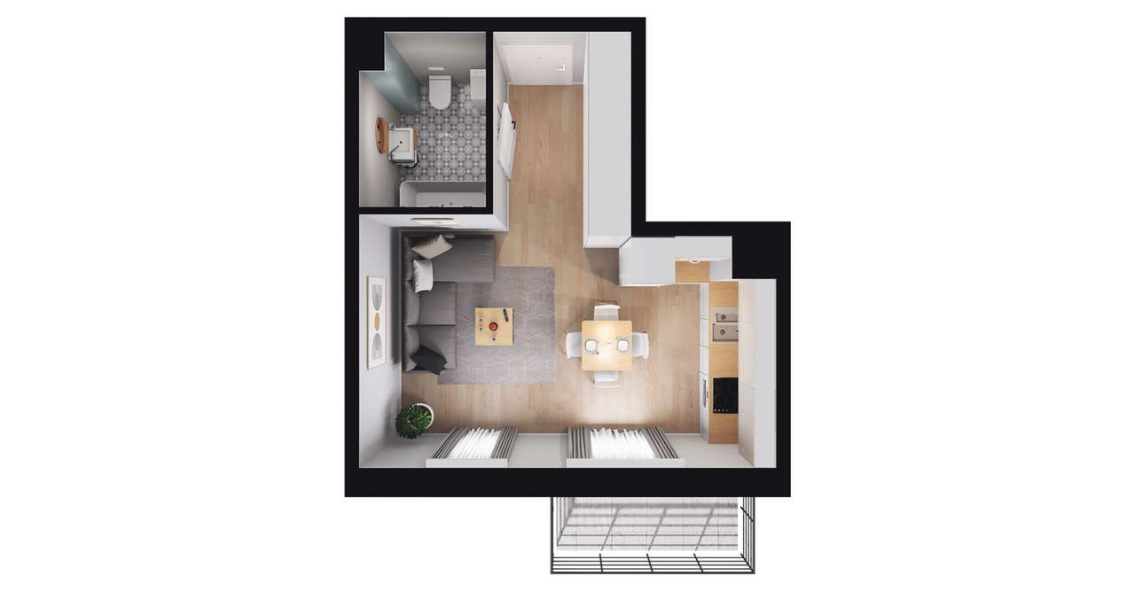 1-pokojowe mieszkanie 29m2 + balkon - Pełny obrazek: 3/9