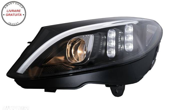 Faruri LED Mercedes C-Class W205 S205 A205 C205 (2014-2018) Negru Semnal Dinamic S- livrare gratuita - 4