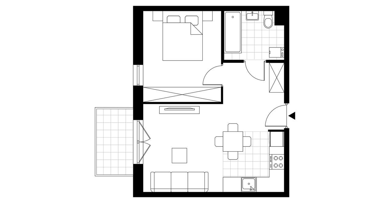 2-pokojowe mieszkanie 40m2 + balkon - Pełny obrazek: 3/5
