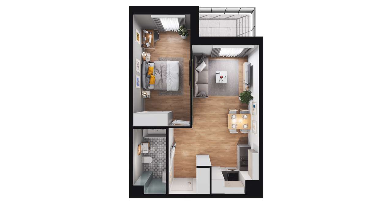 2-pokojowe mieszkanie 40m2 + loggia Bez Prowizji - Pełny obrazek: 2/6