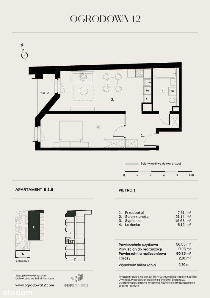 Ogrodowa 12 | apartament B/1/6 | rezerwacja - Pełny obrazek: 2/11