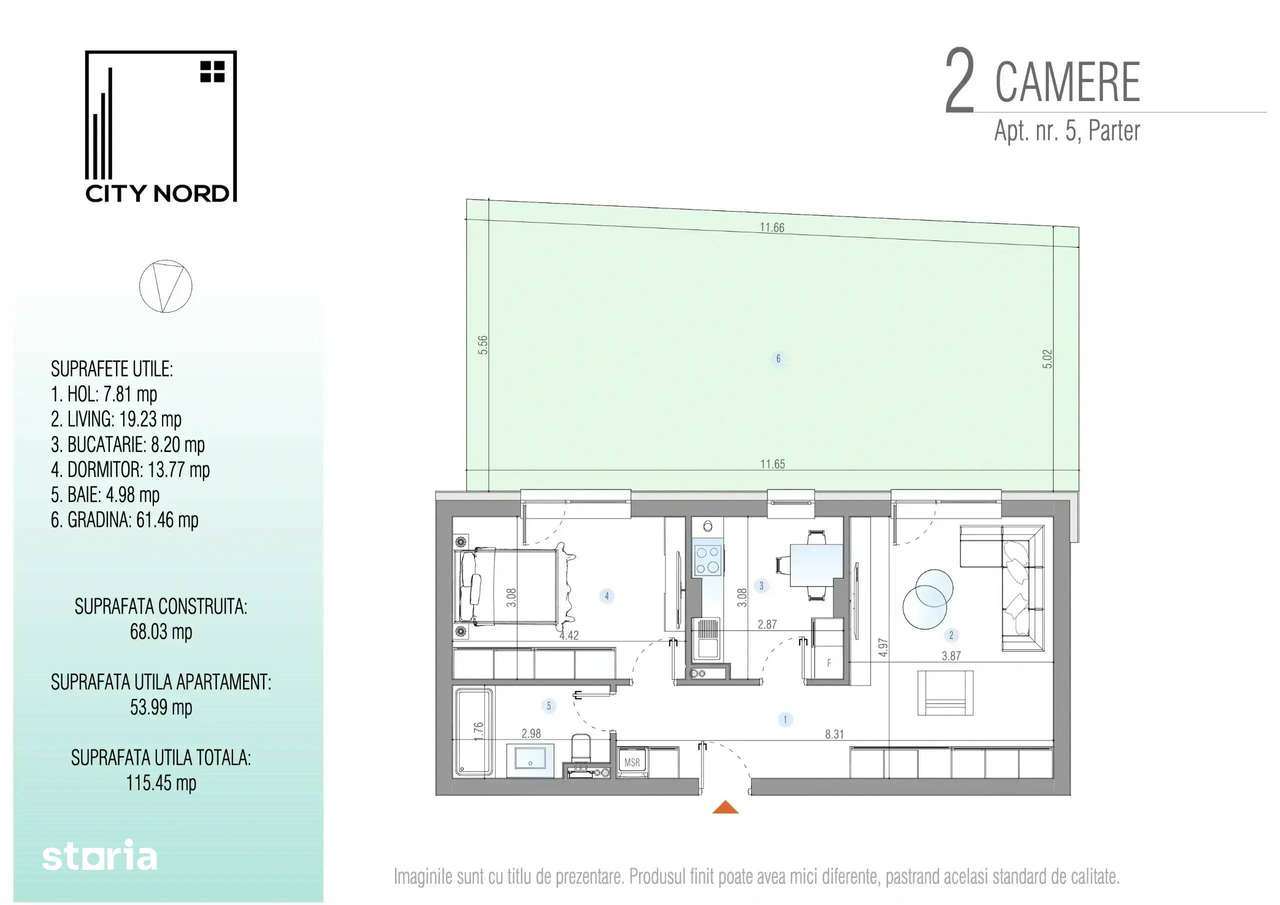 Direct Dezvoltator-0 stres! Gradina proprie 62 mp, decomandat 100% - Imagine principală: 4/6
