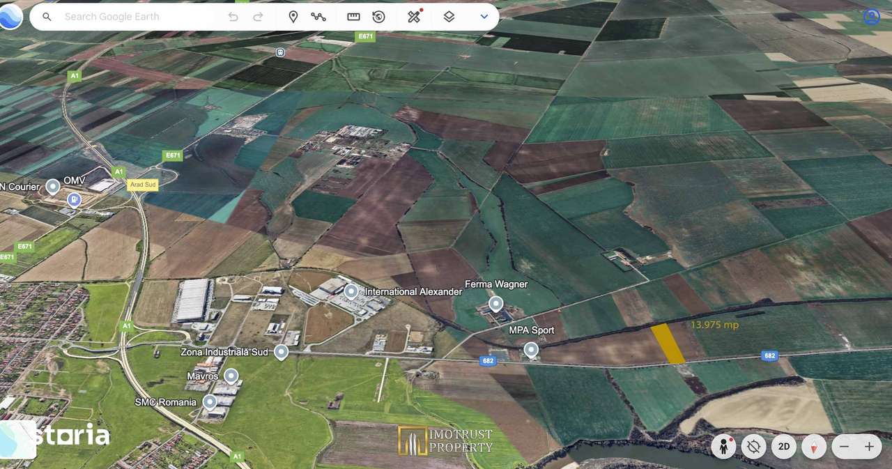 Teren industrial 13.975 mp – Zona Industrială Sud Arad, acces rapid A1 - Imagine principală: 1/4