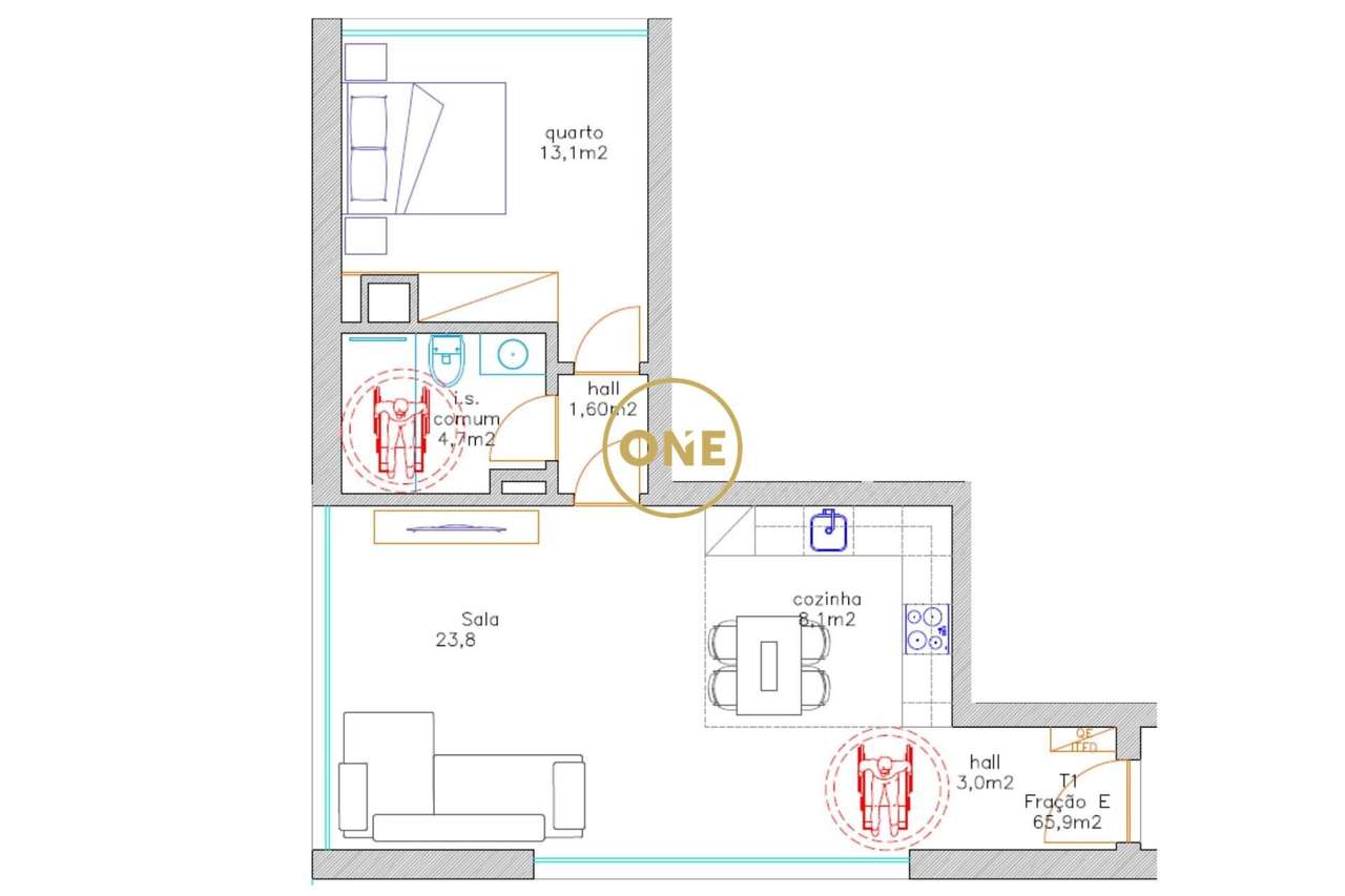 Excelente T1 com 65.90m2 no edifício Antas Redidence II para venda - Grande imagem: 4/4