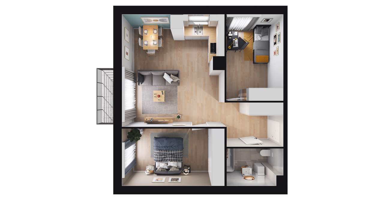 3-pokojowe mieszkanie 55m2 + balkon Bez Prowizji - Pełny obrazek: 3/9