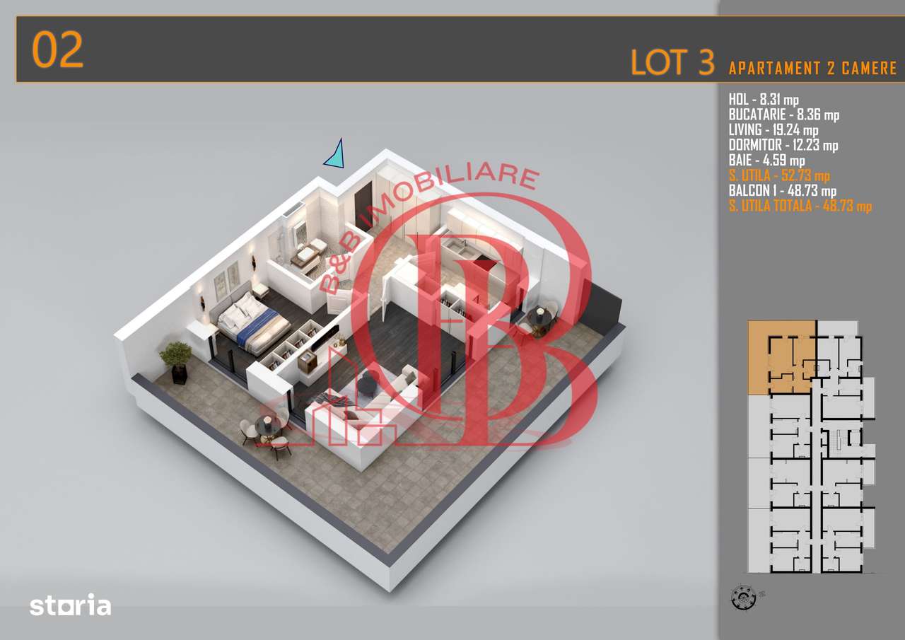 Apartament 2 camere cu terasa Titan-Pallady-Metrou Teclu