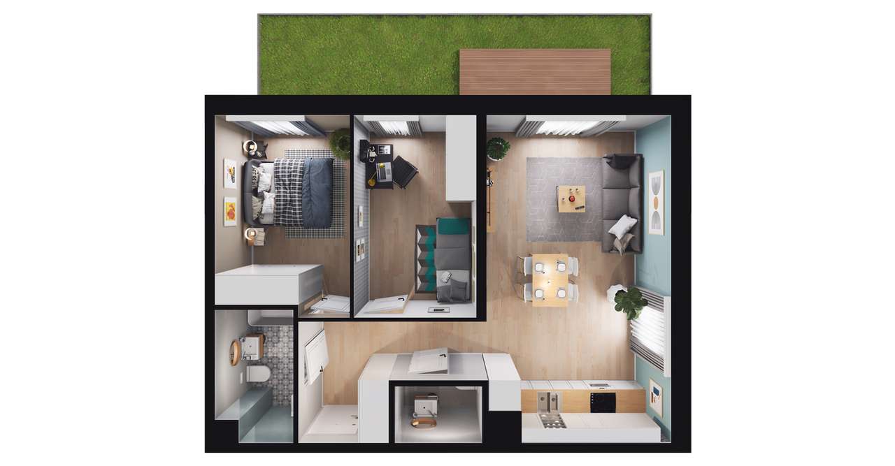 3-pokojowe mieszkanie 57m2 + ogródek Bezpośrednio - Pełny obrazek: 2/8