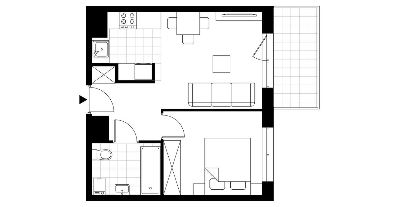 2-pokojowe mieszkanie 37m2 + balkon Bezpośrednio - Pełny obrazek: 2/7