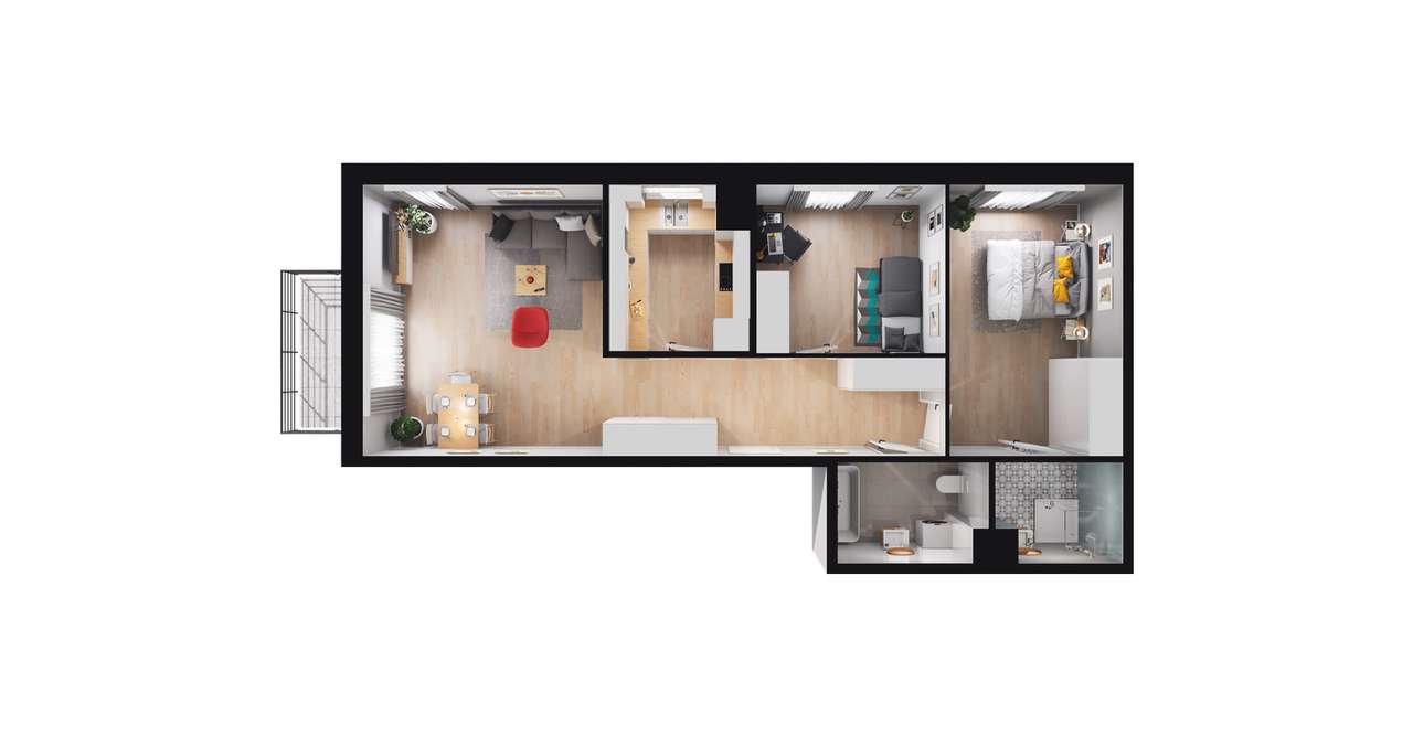 3-pokojowe mieszkanie 77m2 + balkon Bezpośrednio - Pełny obrazek: 2/8