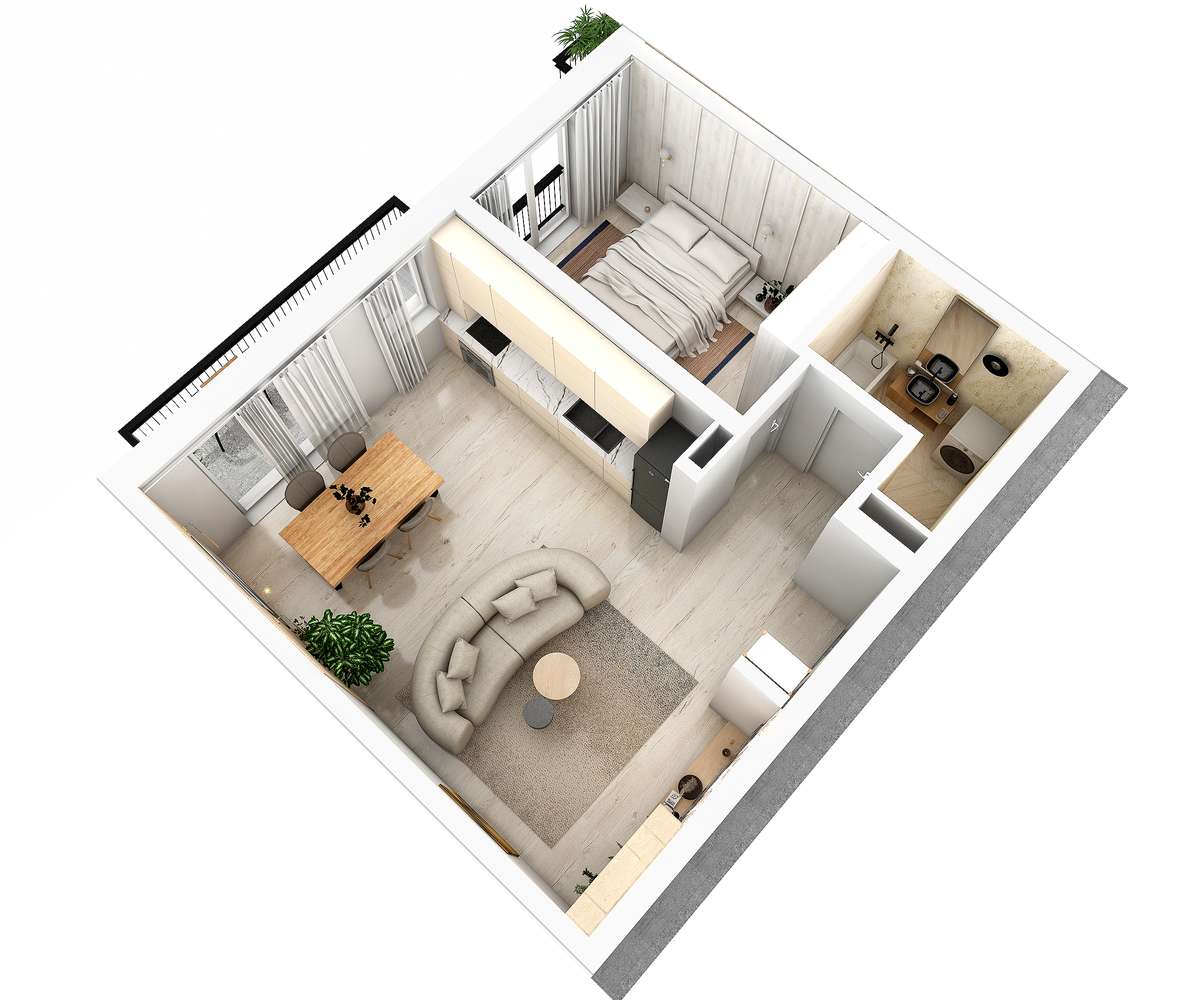 Apartament cu 2 camere, finisat, incalzire pardoseala, garantie 10 ani-6