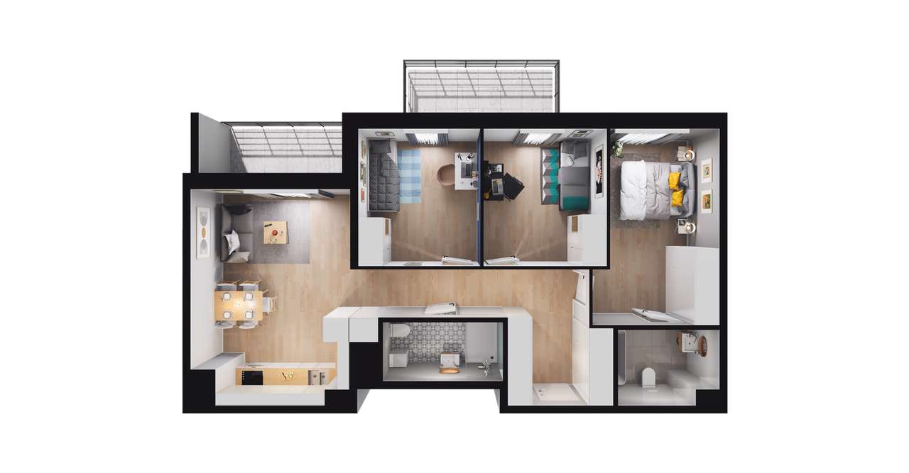 4-pokojowe mieszkanie 75m2 + balkon Bez Prowizji - Pełny obrazek: 2/6