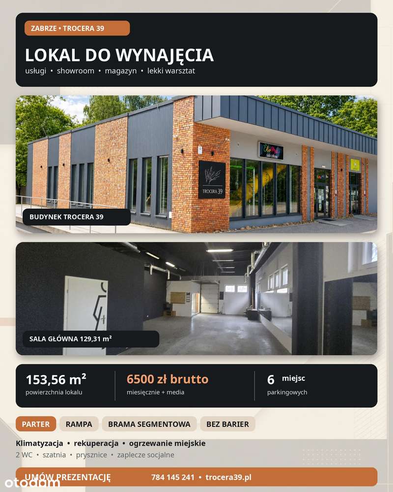 Lokal 153 m² | usługi, showroom, magazyn, lekki warsztat | Zabrze