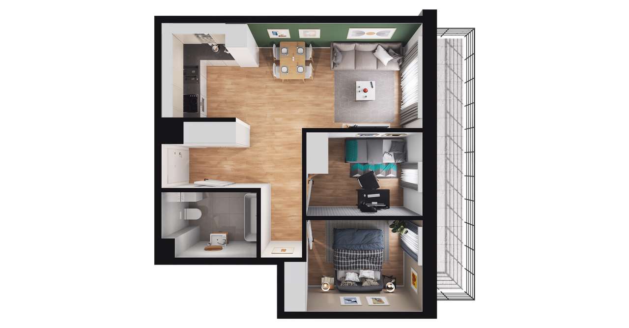 Vanda Park | mieszkanie 3-pok.| B.4.8 - Pełny obrazek: 3/9