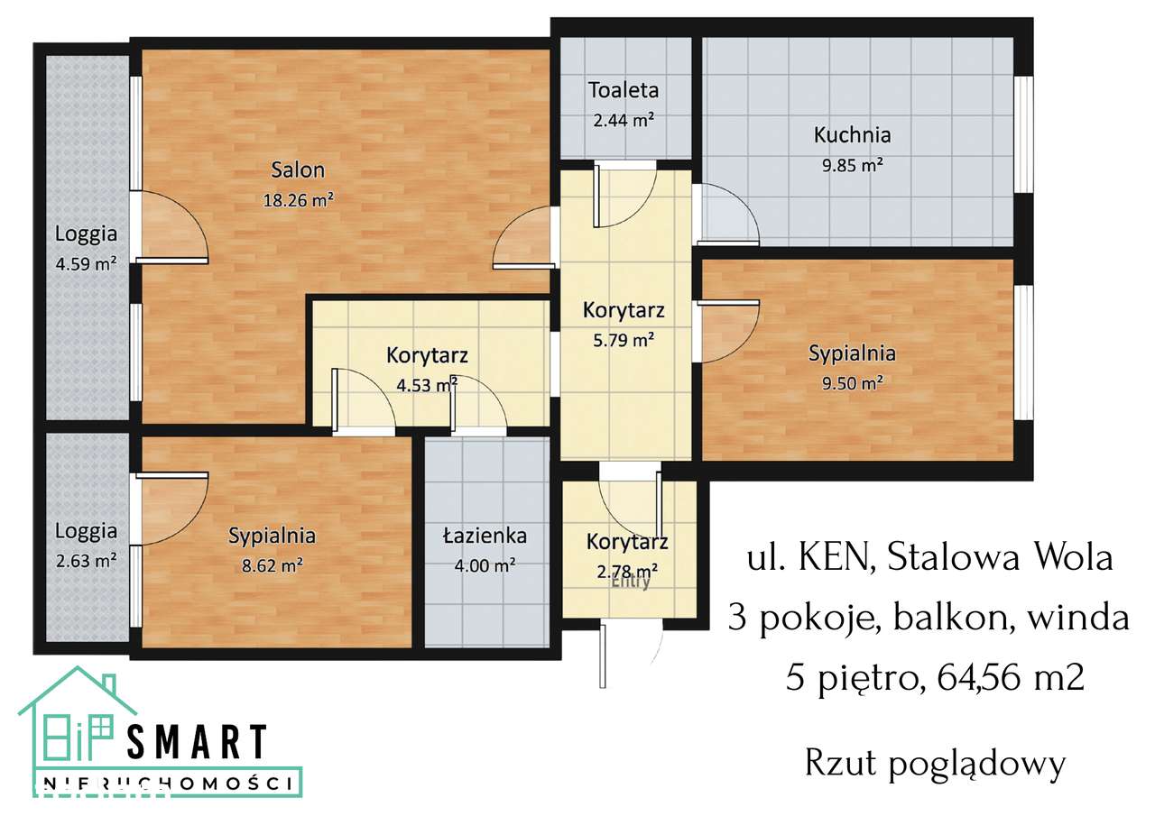 Mieszkanie 3 pokoje, 64,56 m² – ul. Komisji Edukacji Narodowej-10