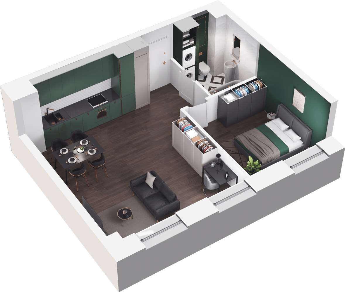 Kolejova 1 | mieszkanie 2-pok. | B.01.06 - Pełny obrazek: 4/9