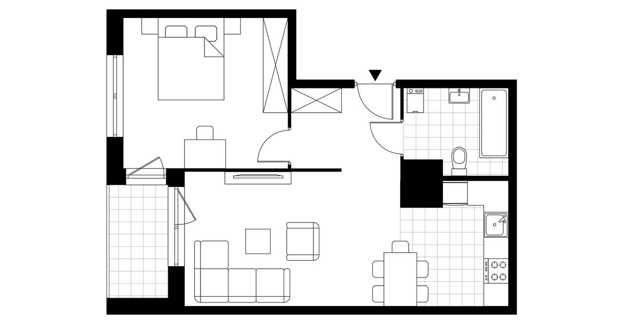 2-pokojowe mieszkanie 49m2 + taras Bezpośrednio - Pełny obrazek: 3/7