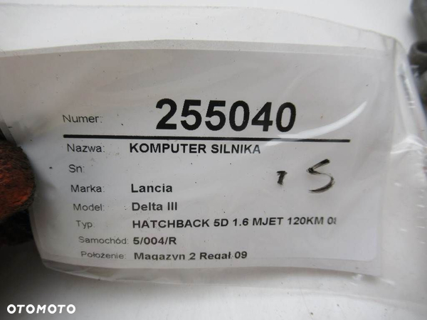 KOMPUTER SILNIKA LANCIA DELTA III (844_) 2008 - 2014 1.6 D Multijet (844.AXC11, 844.AXC1A) 88 kW - 8