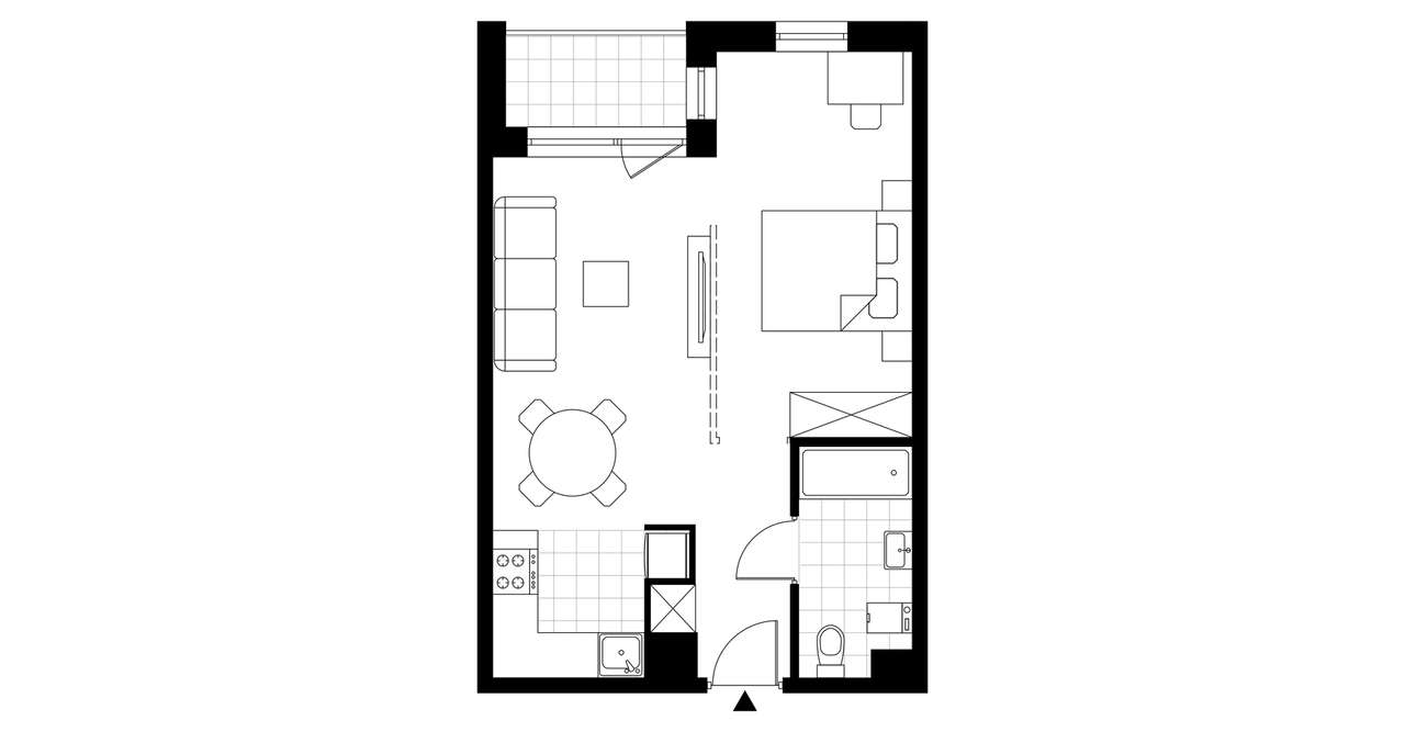 1-pokojowe mieszkanie 39m2 + loggia Bezpośrednio - Pełny obrazek: 3/6