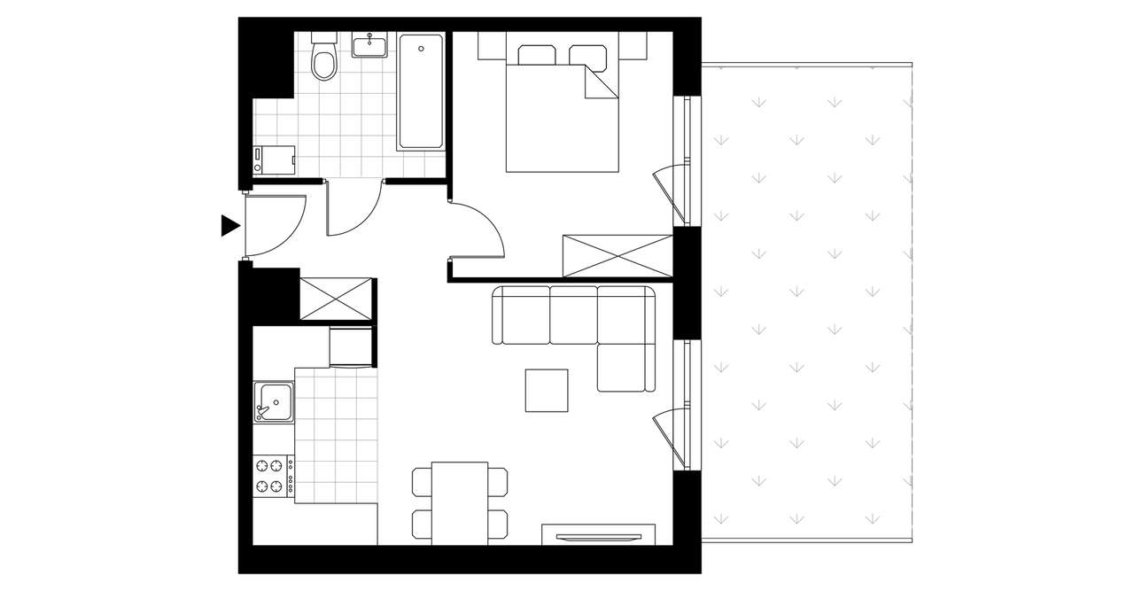 2-pokojowe mieszkanie 42m2 + ogródek Bez Prowizji - Pełny obrazek: 2/7