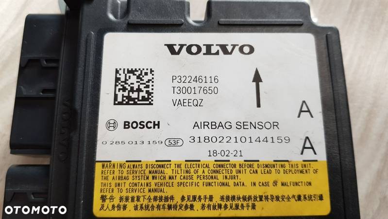 Volvo XC40 XC60 II XC90 II S90 V90 sterownik AirBag SRS moduł poduszek crash data sensor 2017 2018 - 4