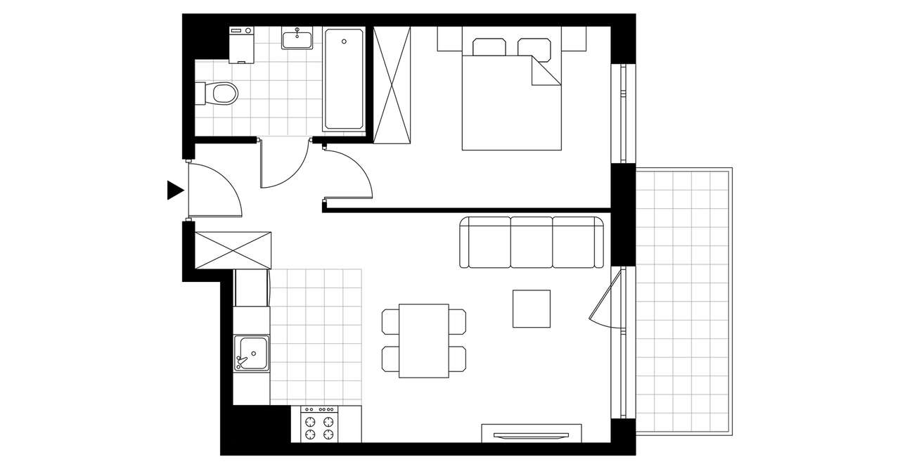 2-pokojowe mieszkanie 41 m² + balkon Bezpośrednio – pohled 4