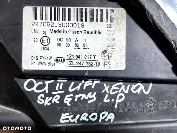 SKODA OCTAVIA II LIFT LAMPA LEWY PRZÓD LEWA PRZEDNIA XENON SKRĘTNY LEKKO USZKODZONA ORYGINAŁ 1Z1941017T EUROPA - 15