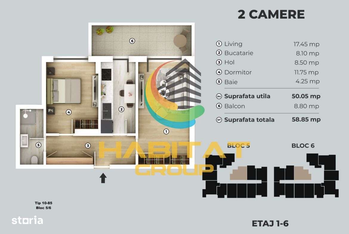 2 camere decomandat/stratia de Metrou Berceni/Biruintei - Imagine principală: 2/4
