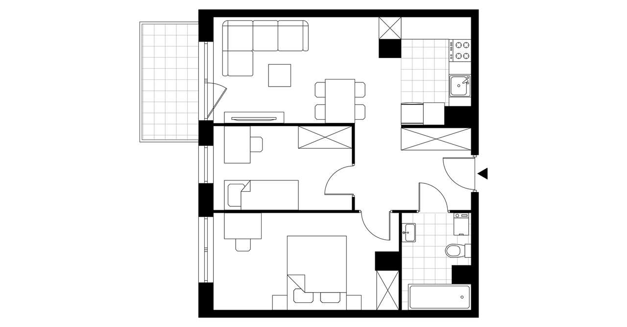 3-pokojowe mieszkanie 53m2 + balkon - Pełny obrazek: 3/8