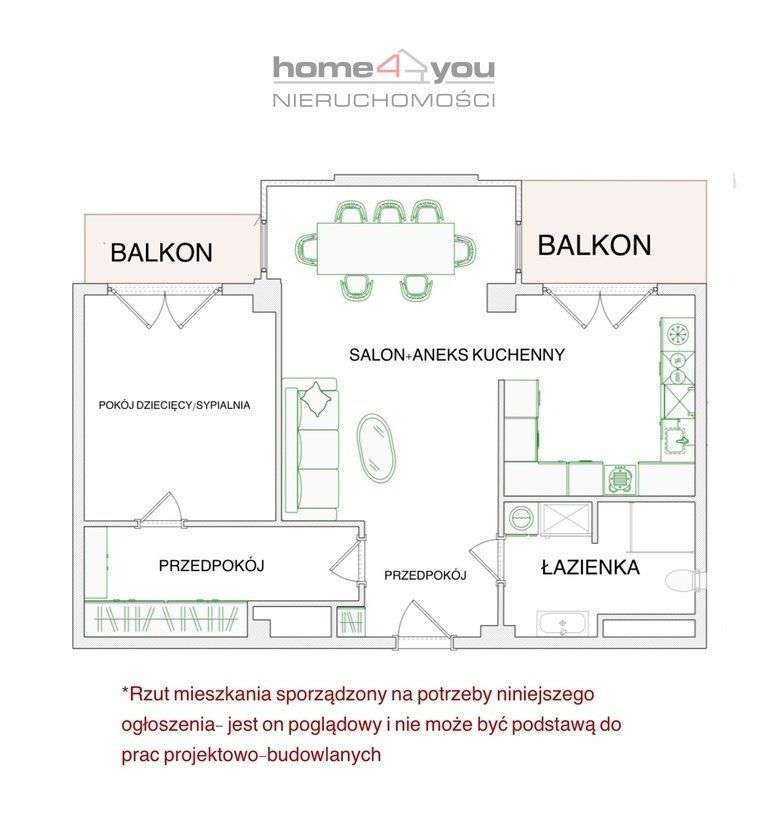2 pok. mieszkanie w Platan Tower/2 balkony-17