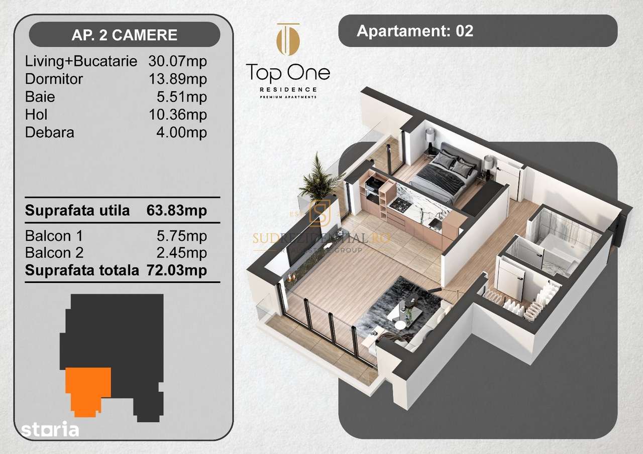 Zona Marriott - Apartament excelent cu 2 camere, ansamblu de lux, S5 - Imagine principală: 5/20