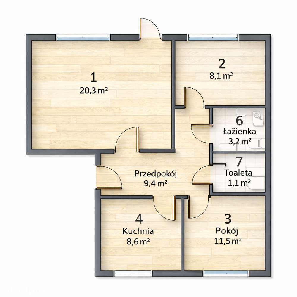 3-pokojowe mieszkanie | 62m | 2. piętro | os. Zastalowskie - Pełny obrazek: 2/8