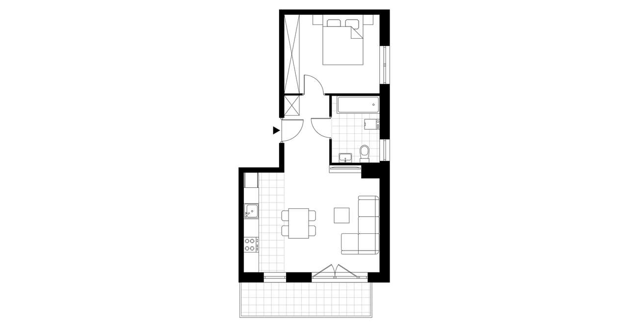 2-pokojowe mieszkanie 43m2 + balkon - Pełny obrazek: 4/9