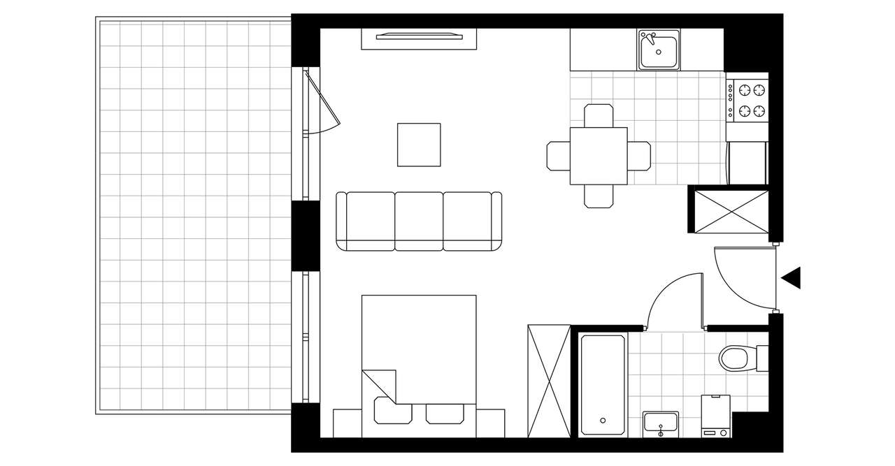 1-pokojowe mieszkanie 34m2 + taras Bez Prowizji - Pełny obrazek: 5/10