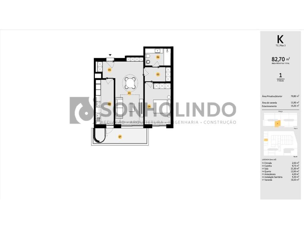 Apartamento T1 novo com varanda, exposição solar Nascente, garagem ...-27