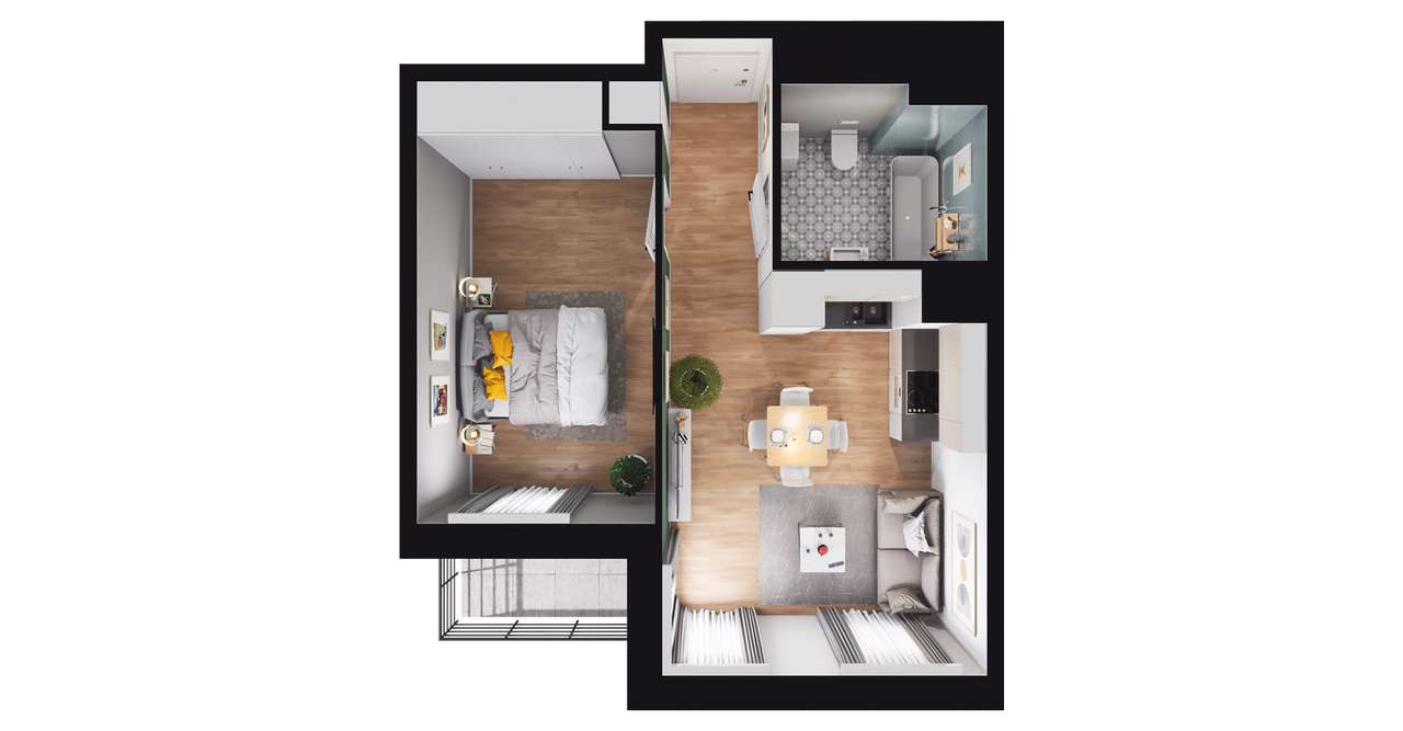 2-pokojowe mieszkanie 38m2 + loggia Bez Prowizji - Pełny obrazek: 2/7