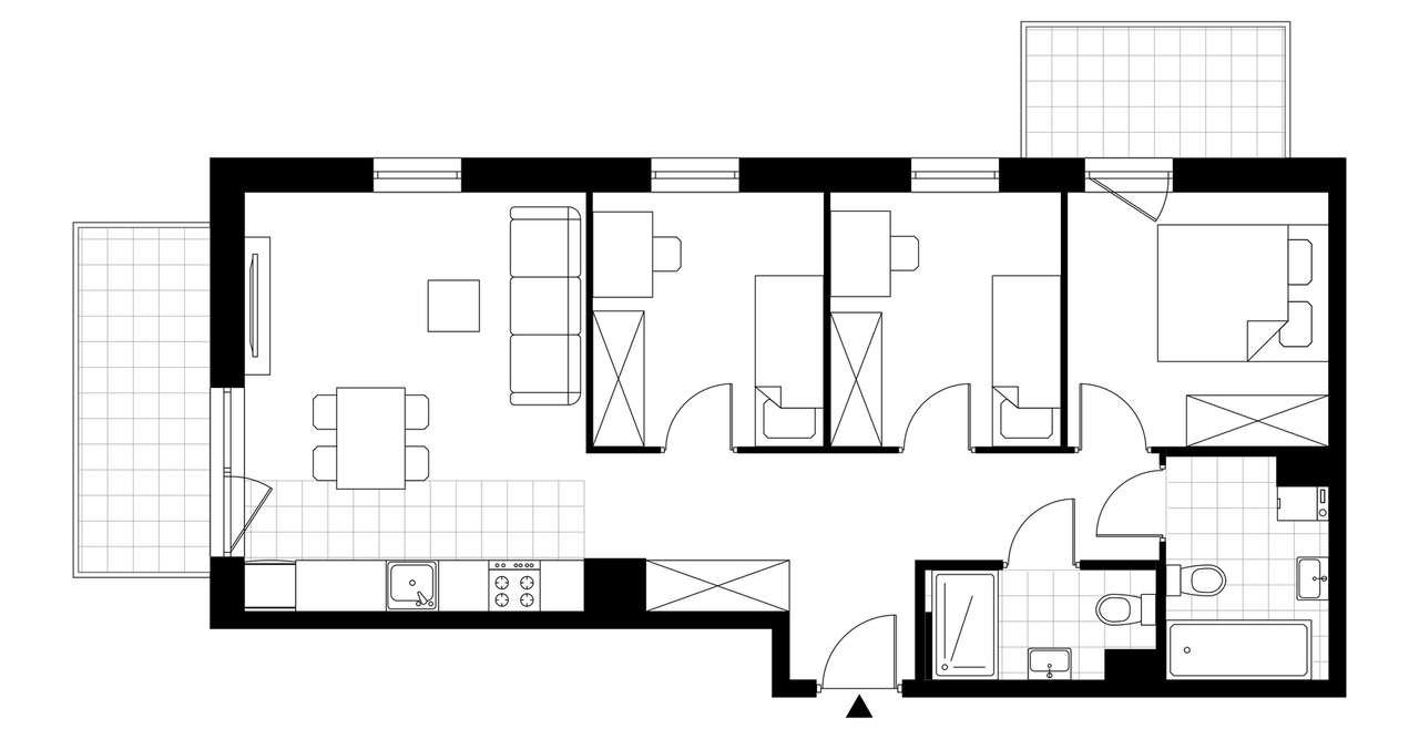 4-pokojowe mieszkanie 66m2 + 2 balkony - Pełny obrazek: 3/8